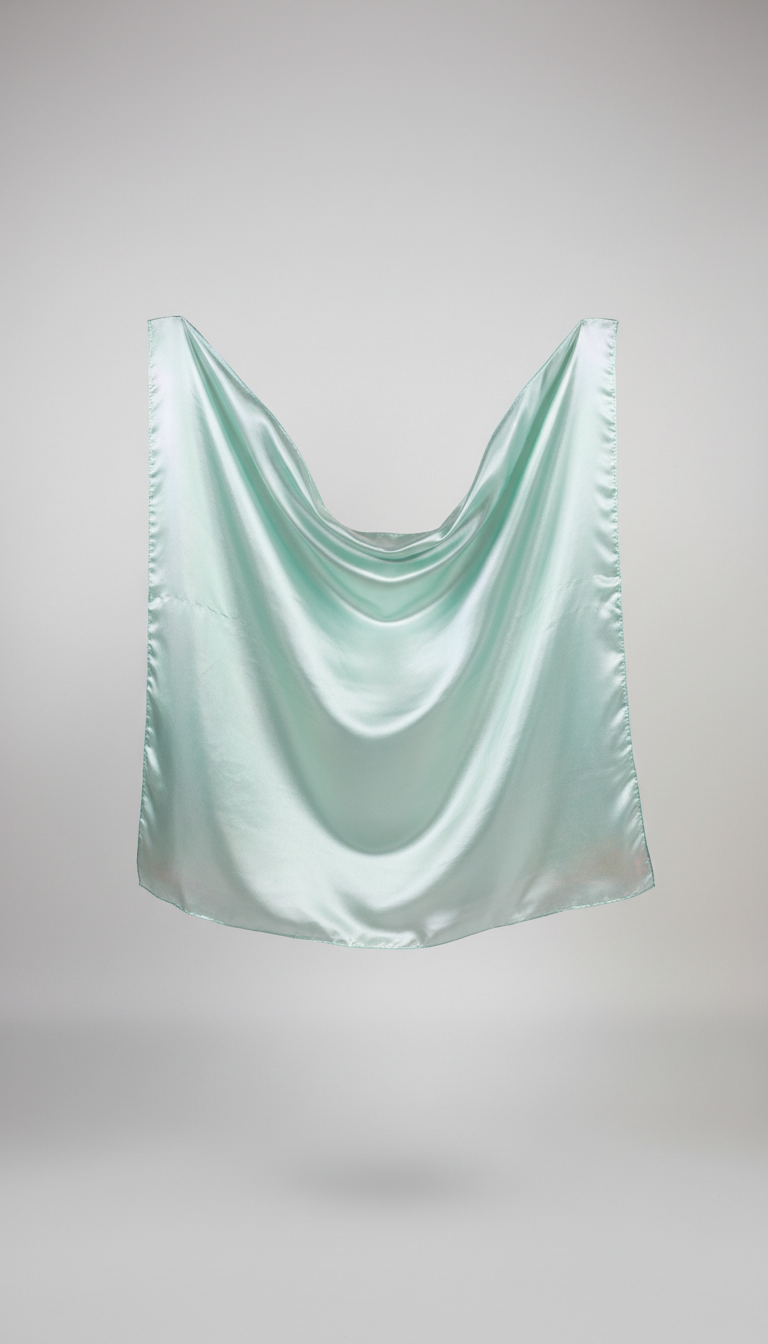 Iridescent mint silk scarf
