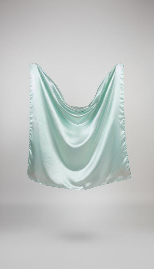 Iridescent mint silk scarf
