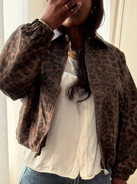 Brown Leo print Jacket, S/M, New with Tags