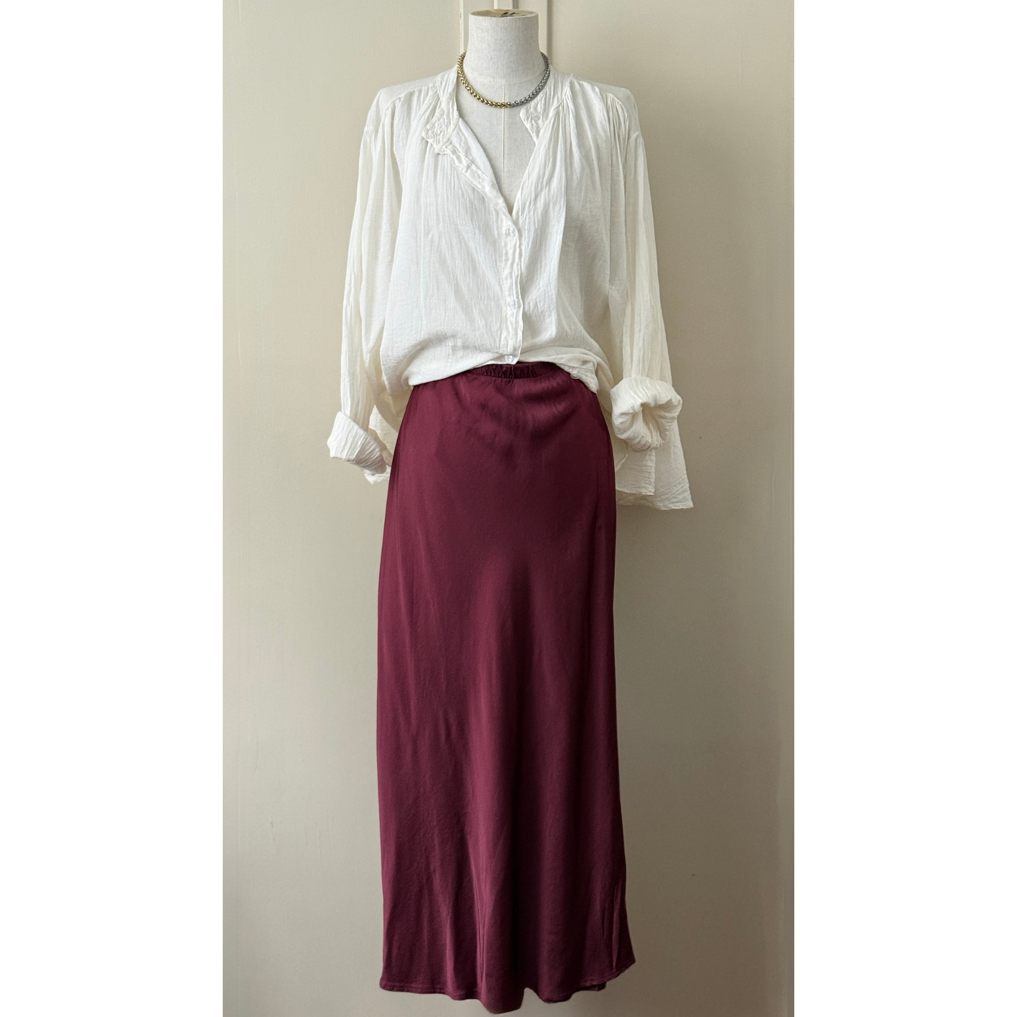 SKIRT / ONE SIZE (34-38) / BURGUNDY COLOR / LENGTH 85CM