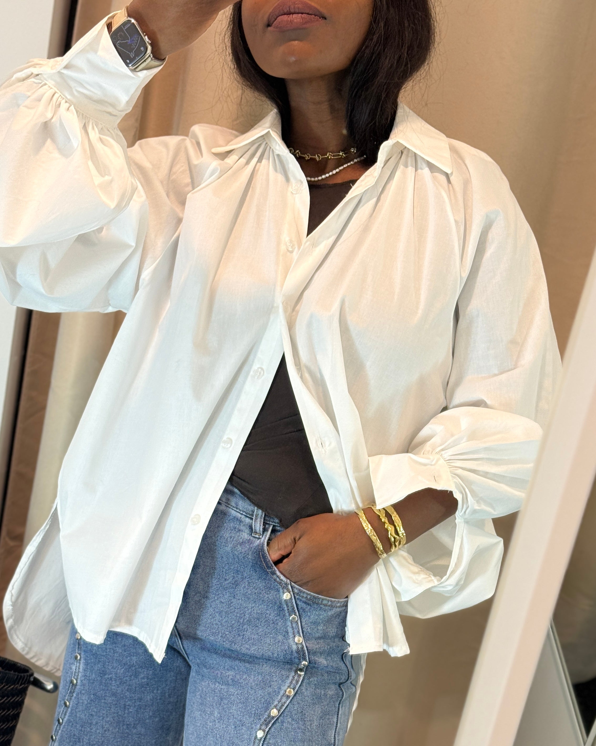 Balloon Sleeves blouses, One Size (34-42), Normal Fit, Available in Different Colors