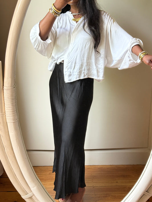 Viscose Silk Feel Midi Skirt, One Size, elastic waist (34-40), New with Tags