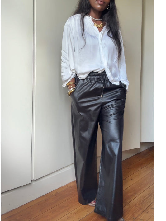 Leather Like Pants, One Size (34-42), Over Sized fit, elastic waist