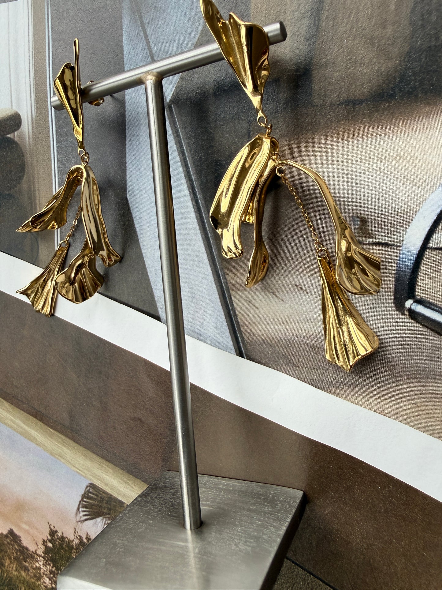 EARRINGS RIZZO / STAINLESS STEEL / 6CM