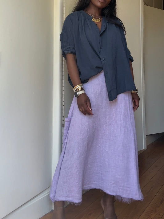 Linen Skirt, one size (34-42), elastic waist, length 80cm, New with Tags