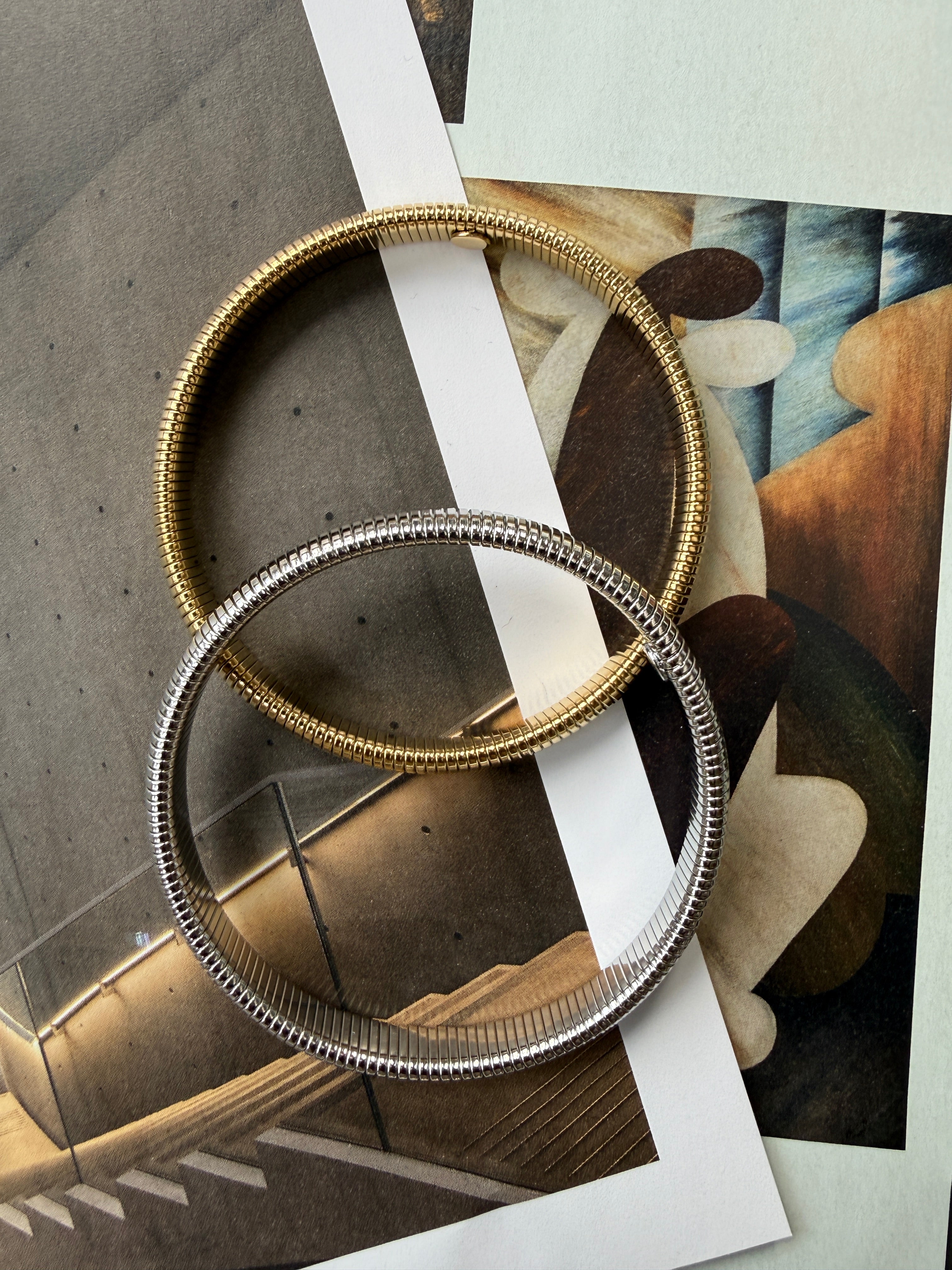 Large Gary Bracelet in Stainless Steel, Yellow or Silver Color, sold/price per piece