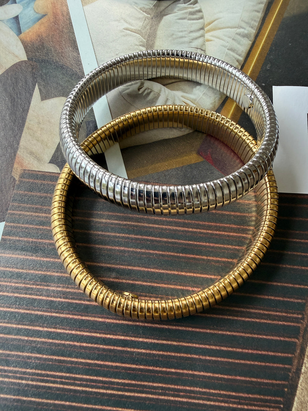 Large Gary Bracelet in Stainless Steel, Yellow or Silver Color, sold/price per piece