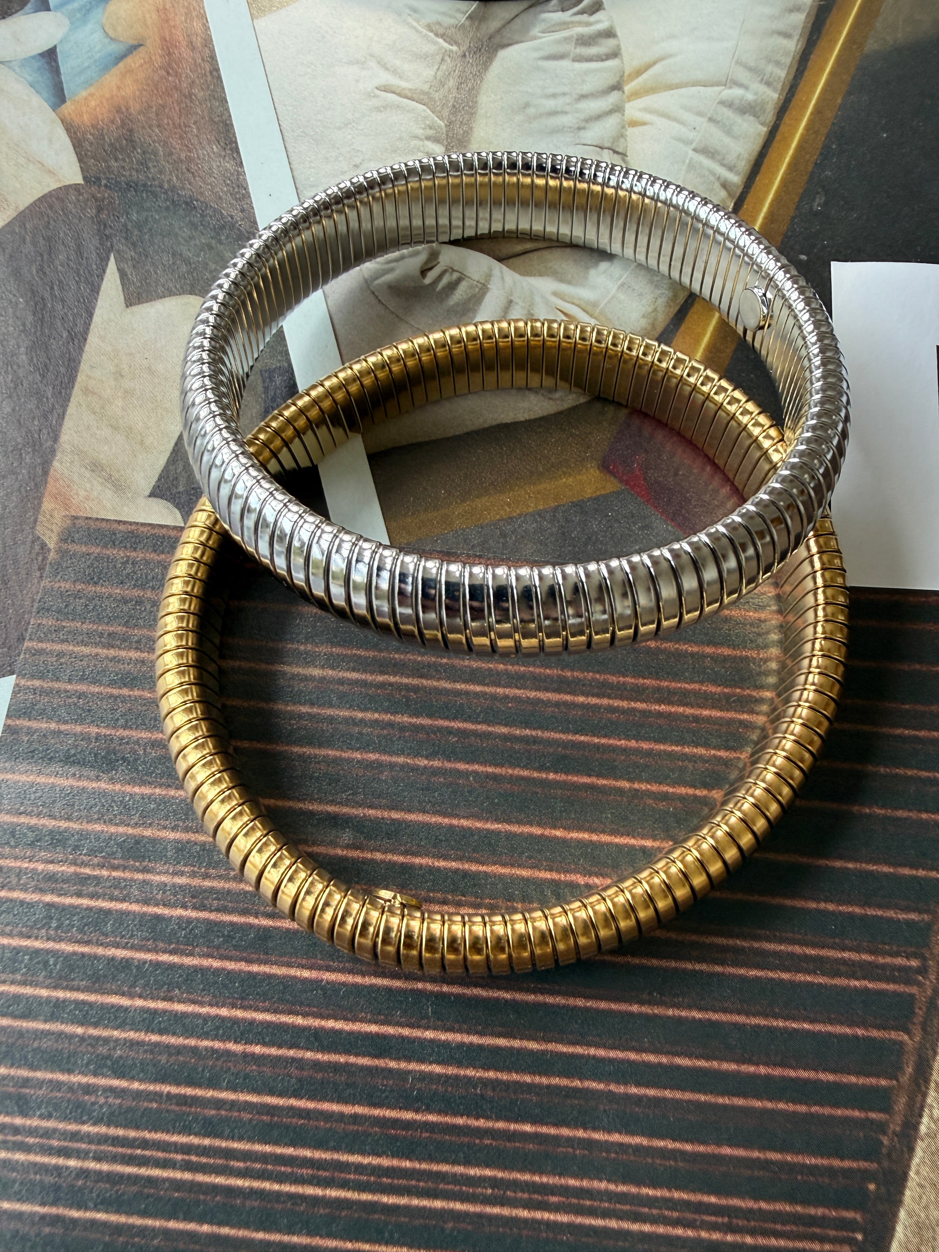 Large Gary Bracelet in Stainless Steel, Yellow or Silver Color, sold/price per piece