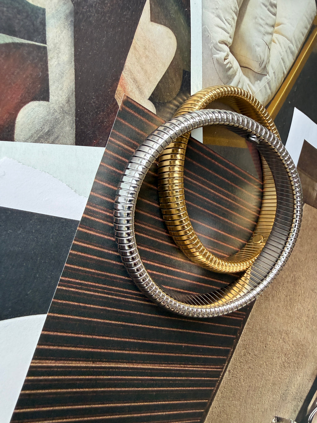 Large Gary Bracelet in Stainless Steel, Yellow or Silver Color, sold/price per piece