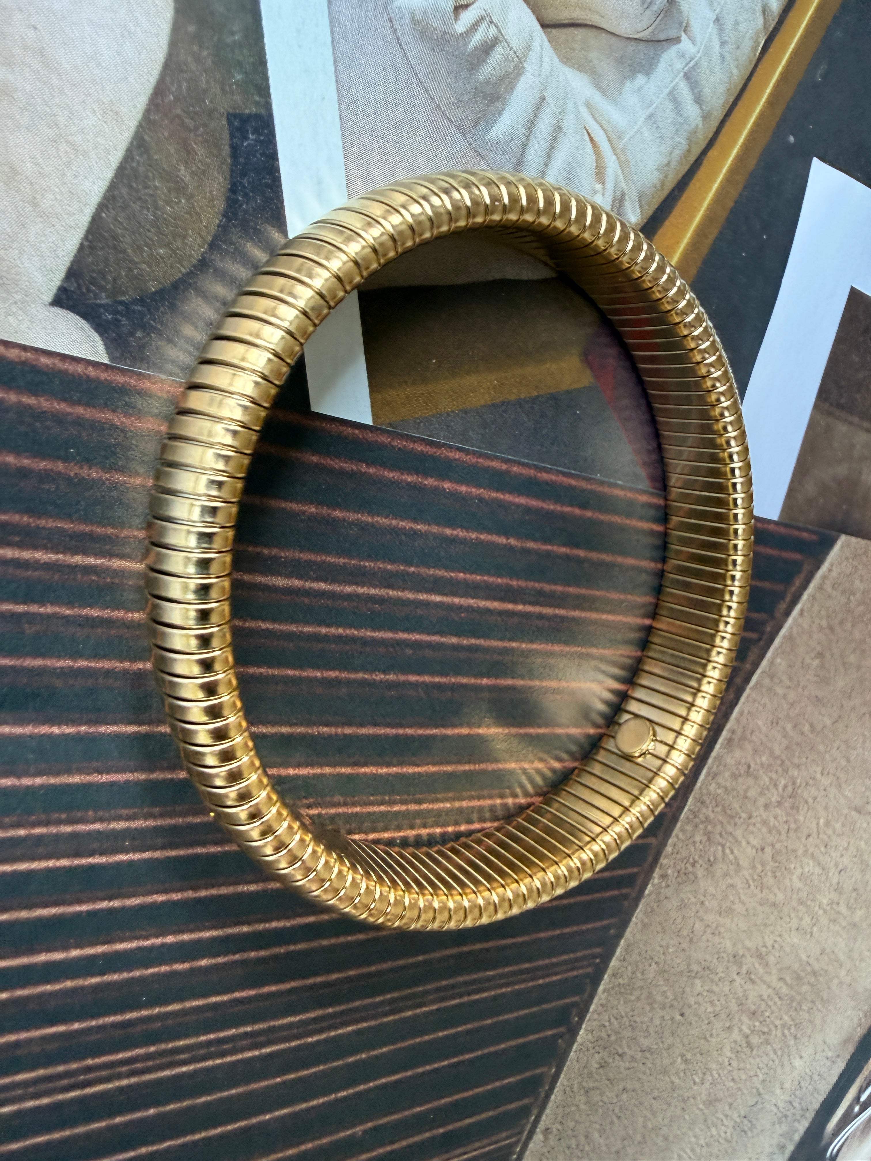 Large Gary Bracelet in Stainless Steel, Yellow or Silver Color, sold/price per piece