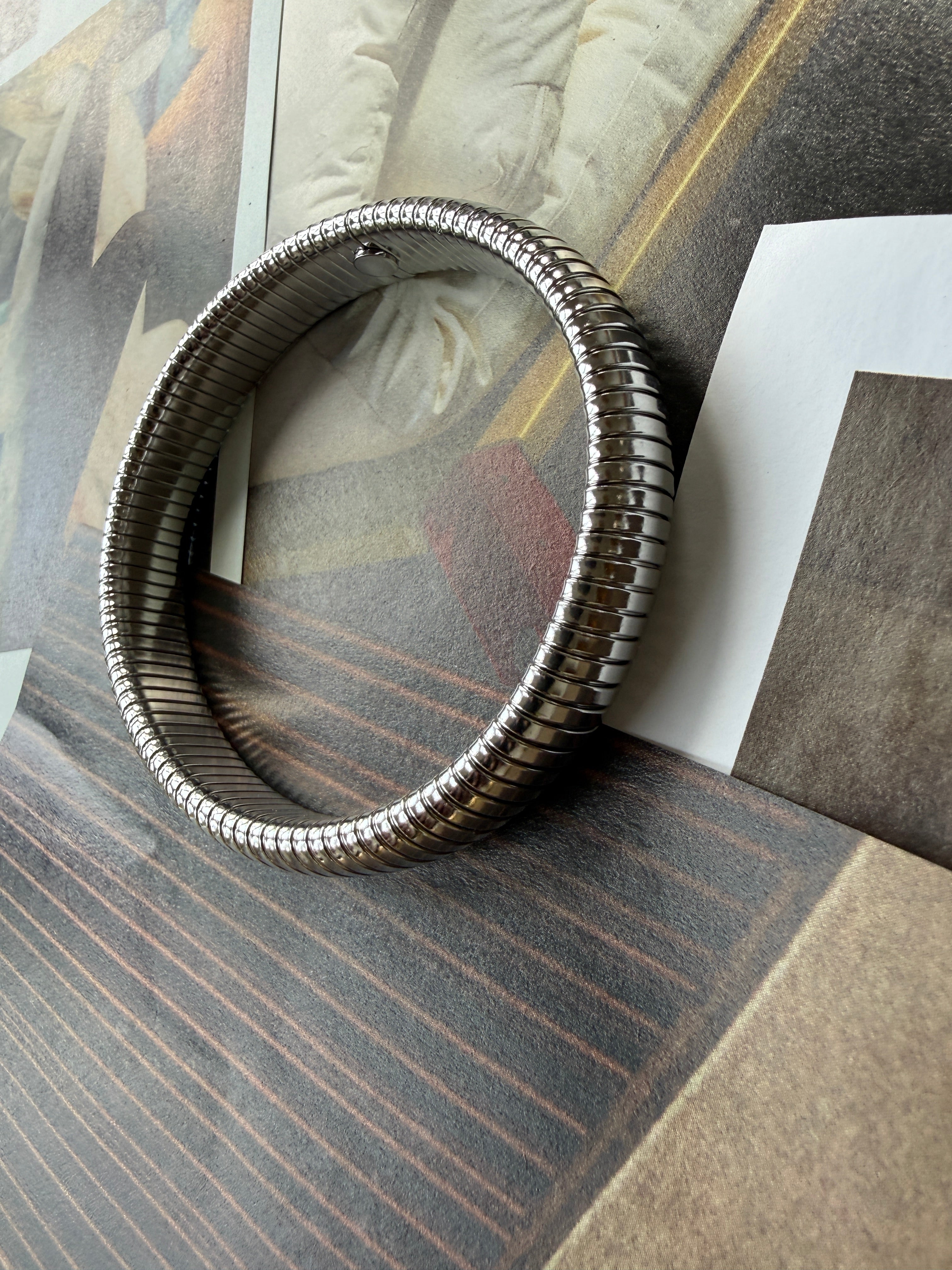 Large Gary Bracelet in Stainless Steel, Yellow or Silver Color, sold/price per piece