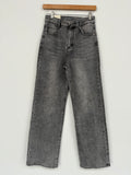 Jeans with Motif on Knees, Button Closure and zip, Grey color, two side front pockets and two back pockets, belt loops, Normal Fit, Available in Different Sizes