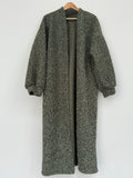 LONG OLIVE GREEN COAT, ONE SIZE 34/42 - XS/L