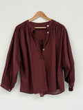 Blouse with Balloon Sleeves, Button Closure, One Size (34-42), Oversized Fit, New without Tags
