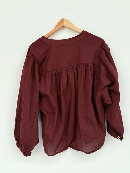 Blouse with Balloon Sleeves, Button Closure, One Size (34-42), Oversized Fit, New without Tags