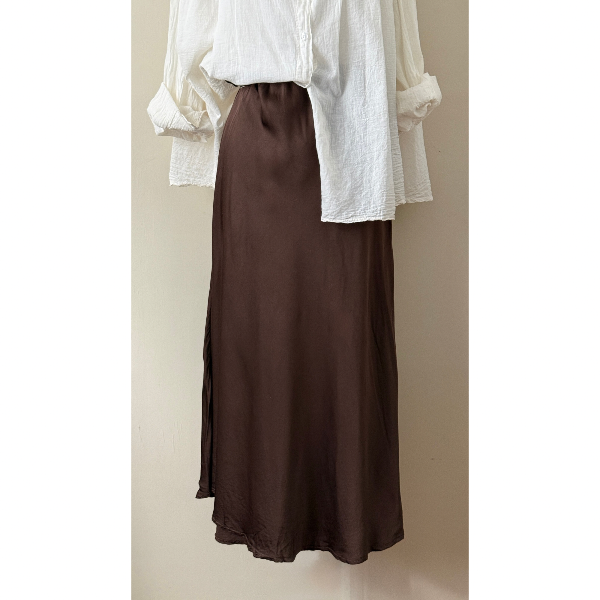 SKIRT / ONE SIZE (34-40) / BROWN / LENGTH 90CM