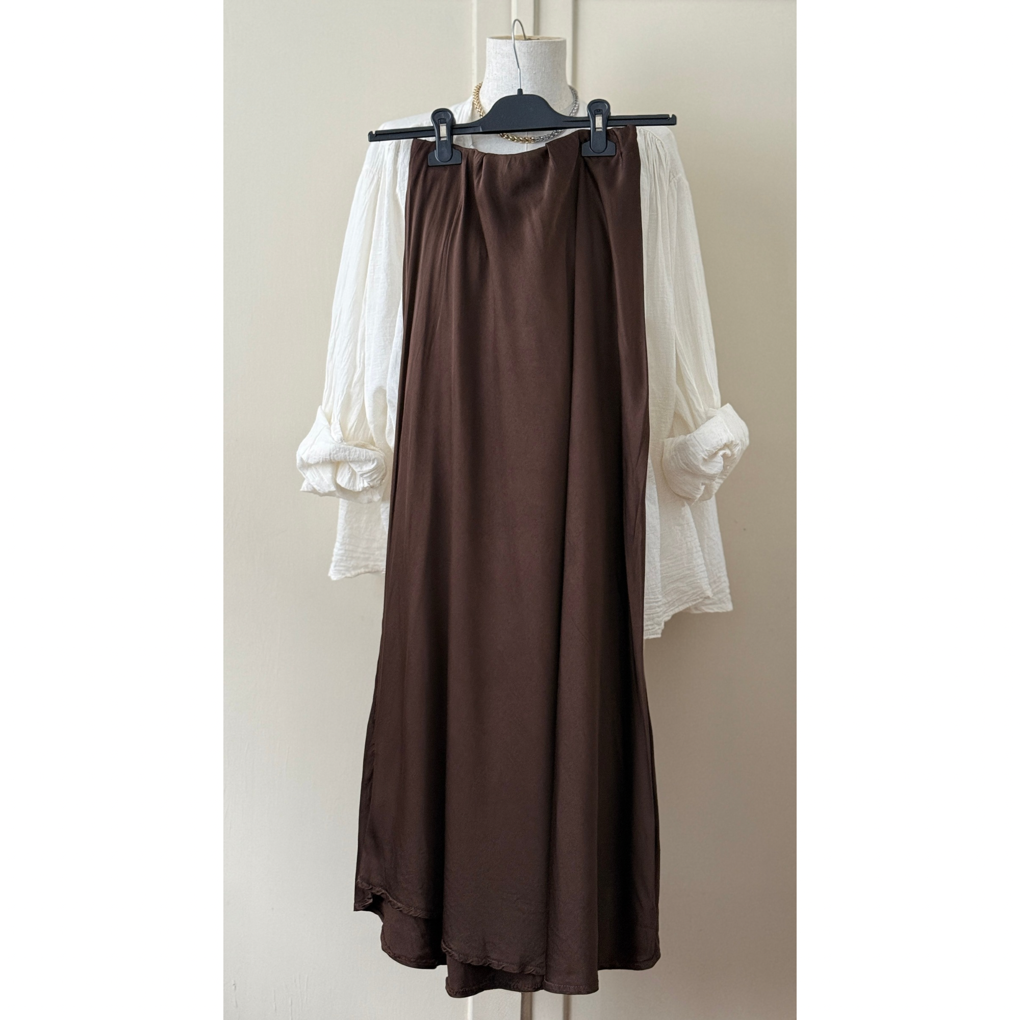 SKIRT / ONE SIZE (34-40) / BROWN / LENGTH 90CM