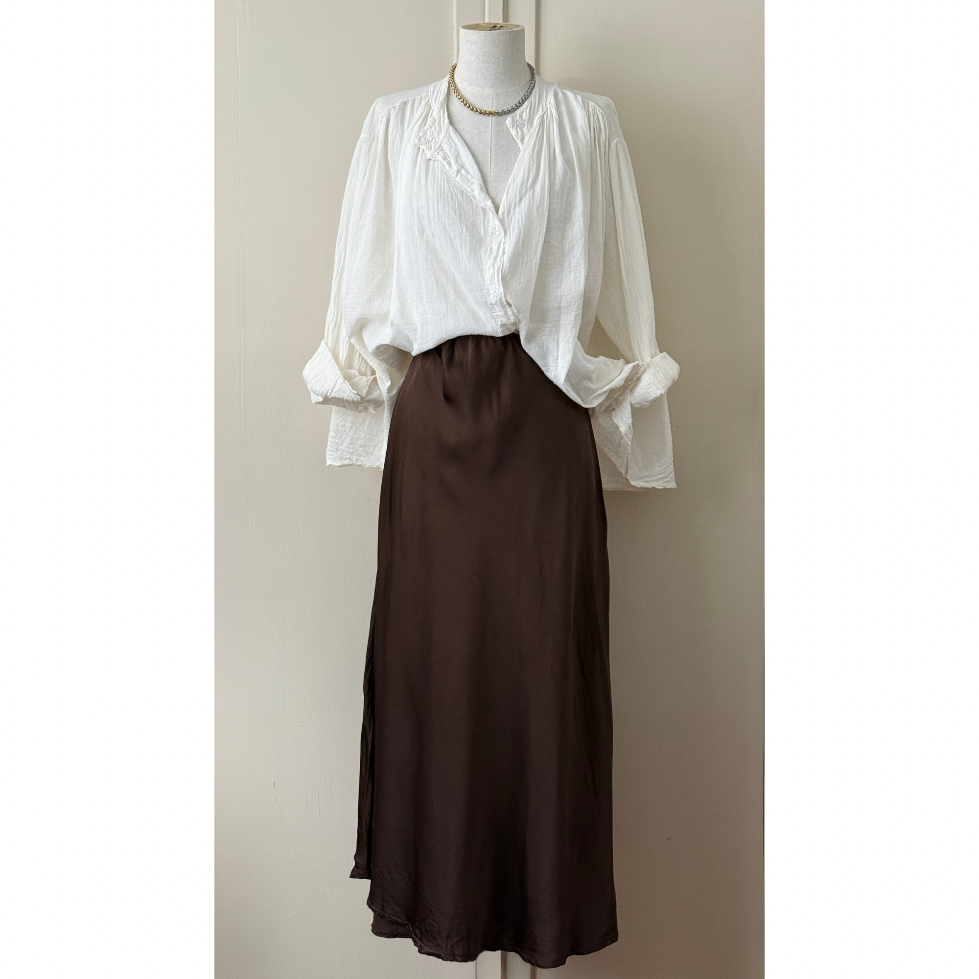 SKIRT / ONE SIZE (34-40) / BROWN / LENGTH 90CM