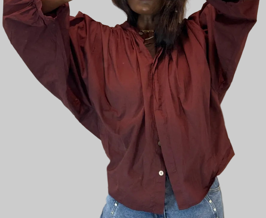 Blouse with Balloon Sleeves, Button Closure, One Size (34-42), Oversized Fit, New without Tags