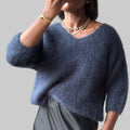 V neck Mohair Knit with 3/4 Sleeves, One Size (34-40), Normal Fit, New without tags