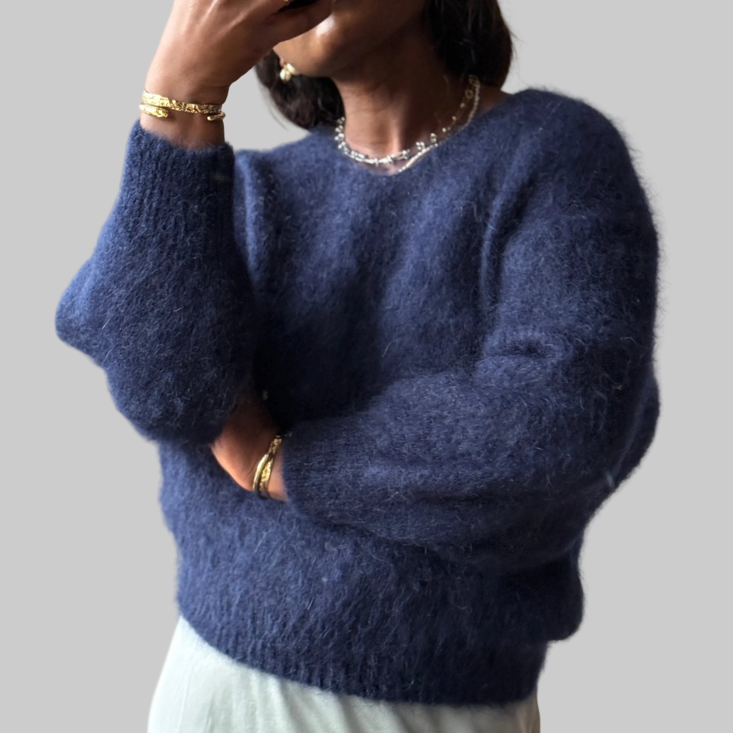 Small neck Mohair Knit, One Size (34-42), Normal Fit, New without tags