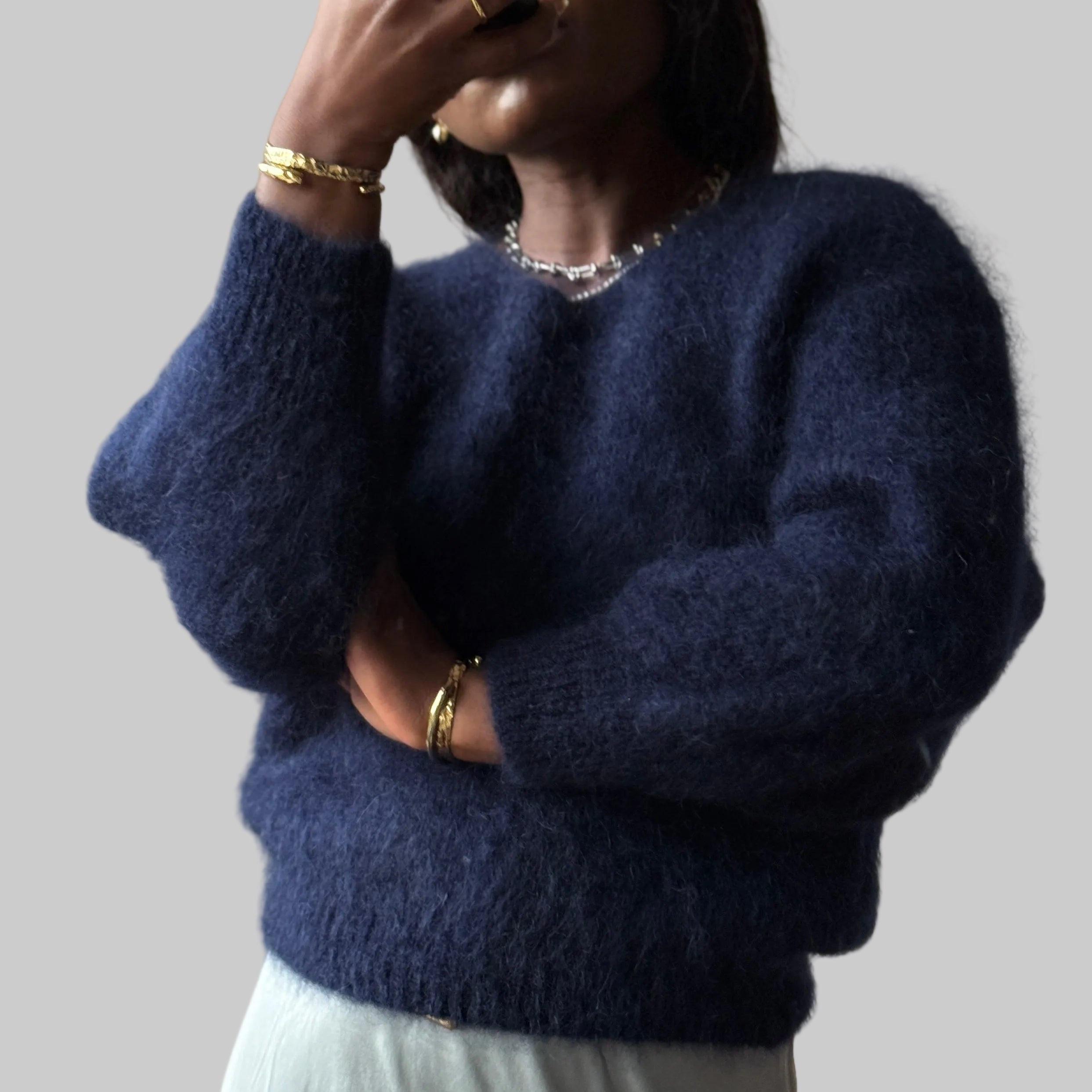 Small neck Mohair Knit, One Size (34-42), Normal Fit, New without tags